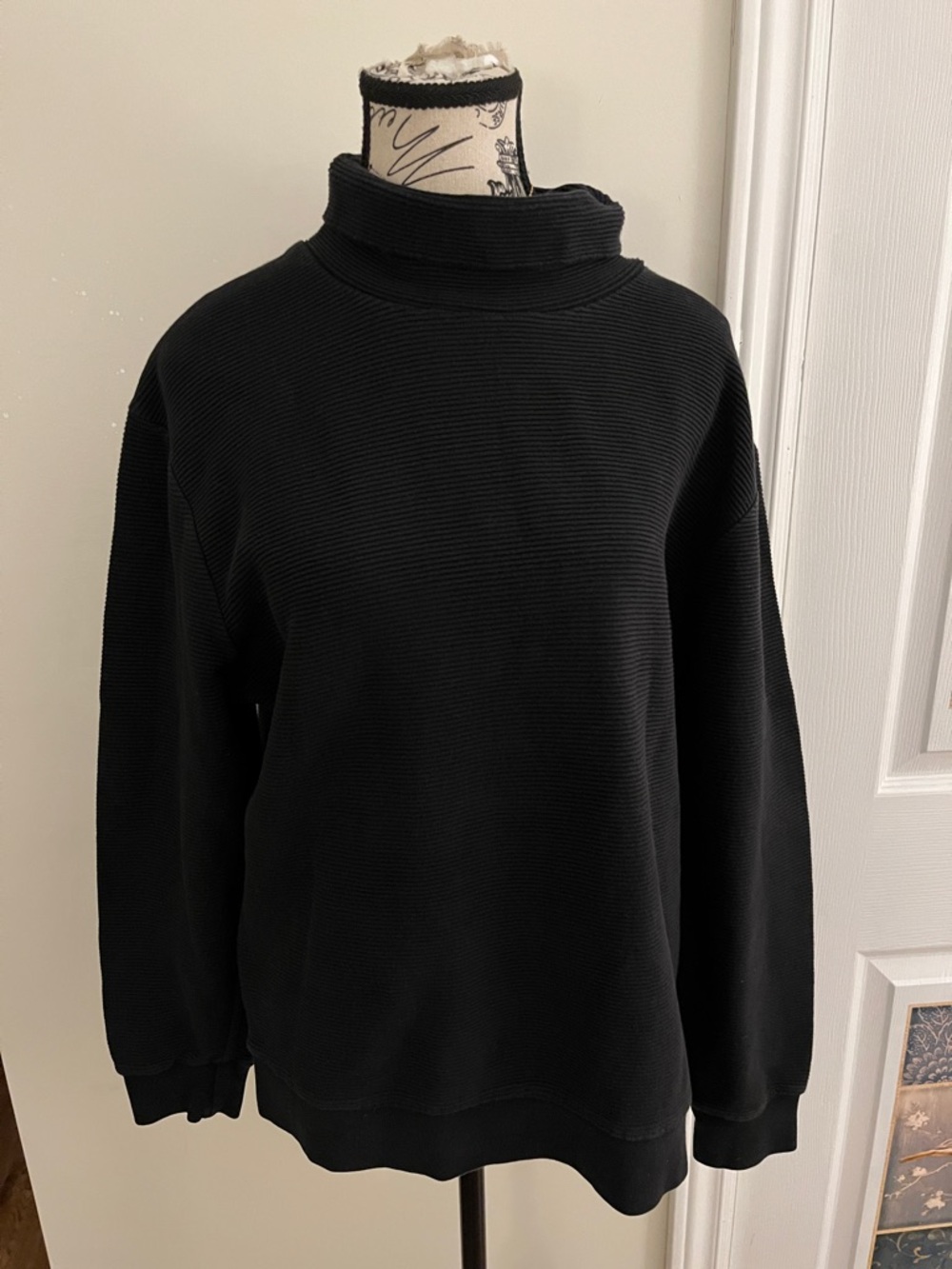 💗Zara Black Ribbed Funnel Neck Sweatshirt
